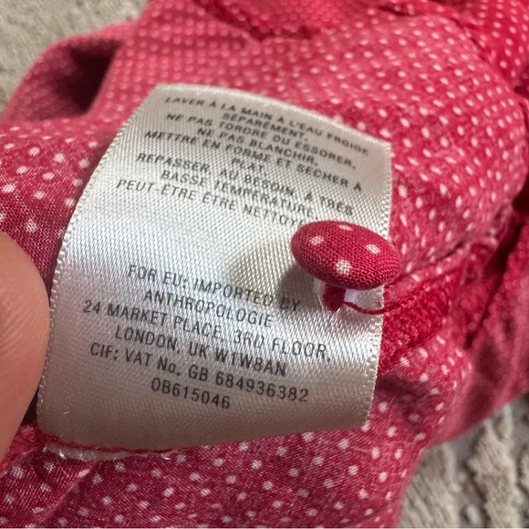 Maeve Anthropologie Chatham Blouse Polka Dot Top Red white buttons XS - Picture 3 of 12